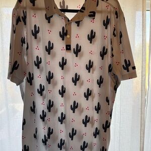 Bad Birdie Cactus Print Polo -